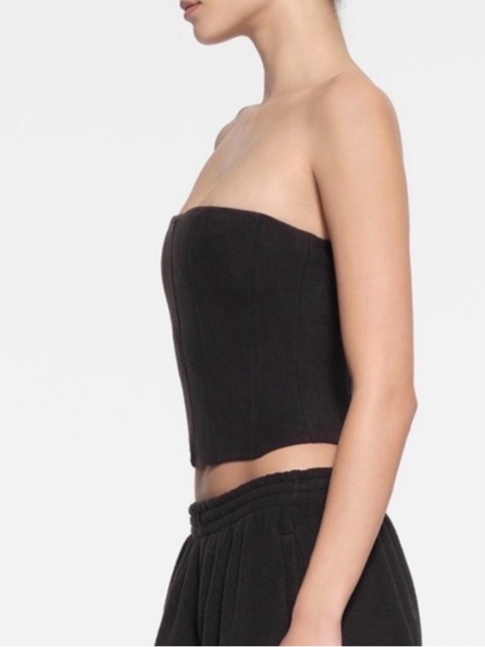 NWT! RARE Good American fleece corset black onyx strapless top size small.